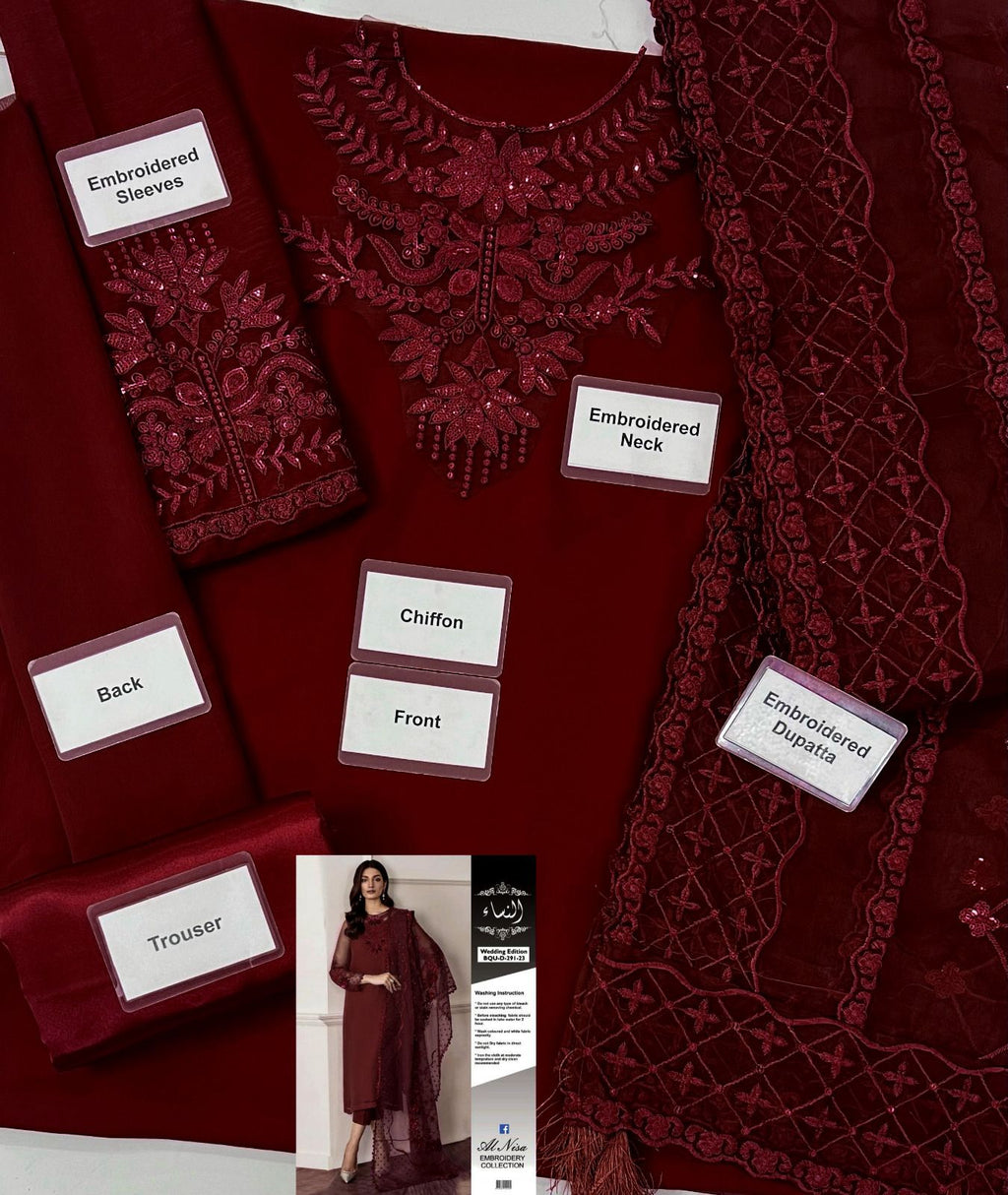 Baroque  Chiffon With Sequence Work D-1715