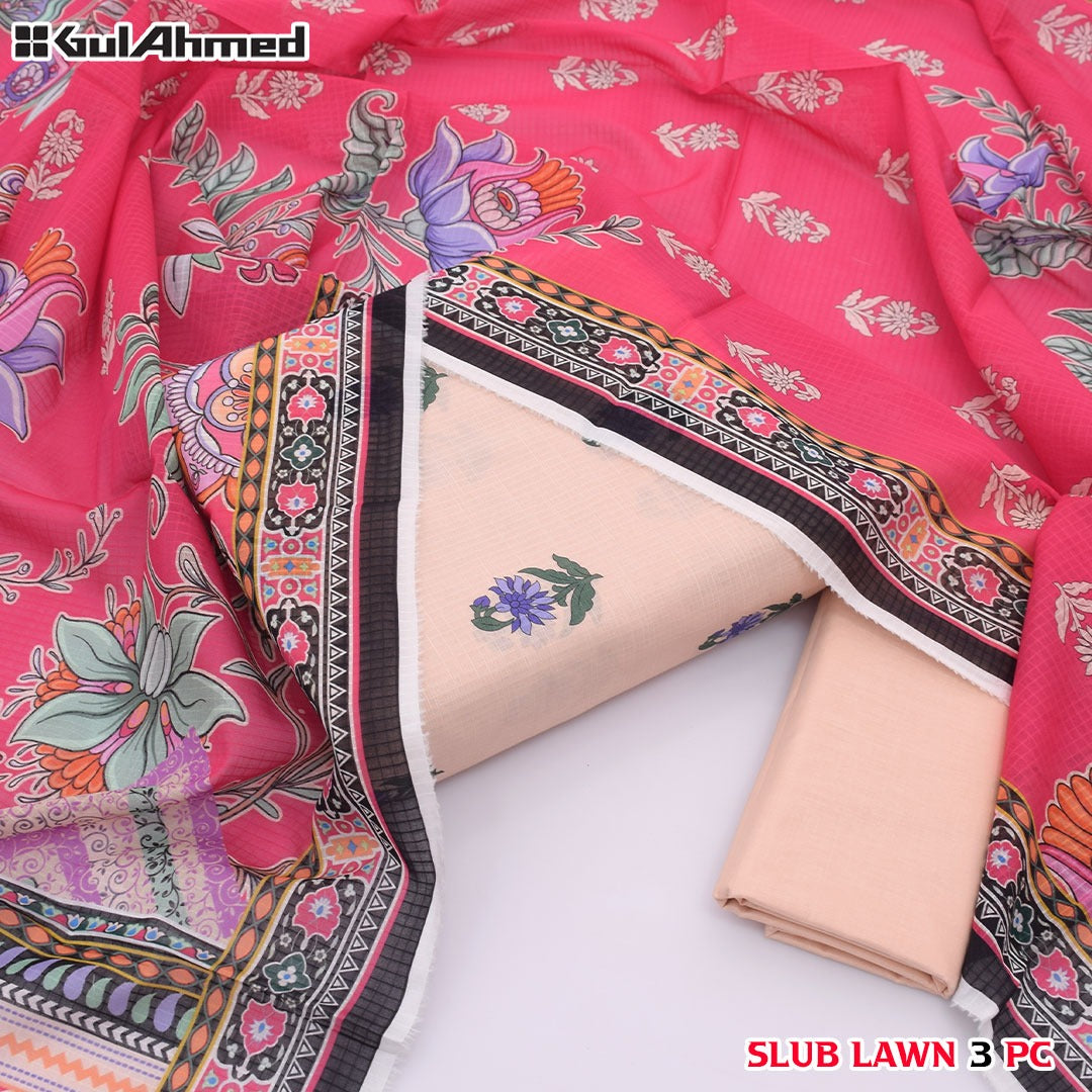 Premium print Lawn Fabric 3pc - Lawn Dupatta d- 6081