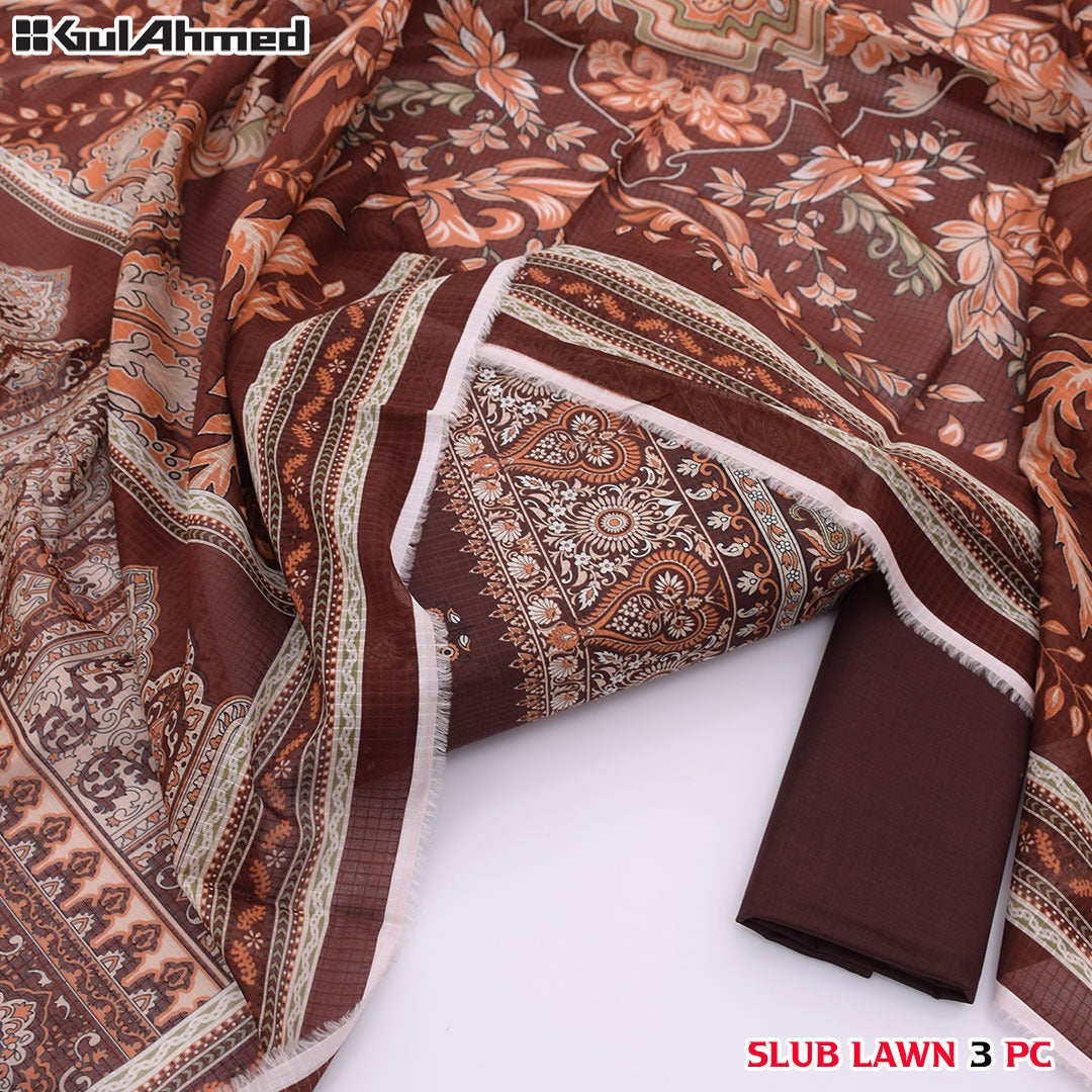 Premium print Lawn Fabric 3pc - Lawn Dupatta d- 6084