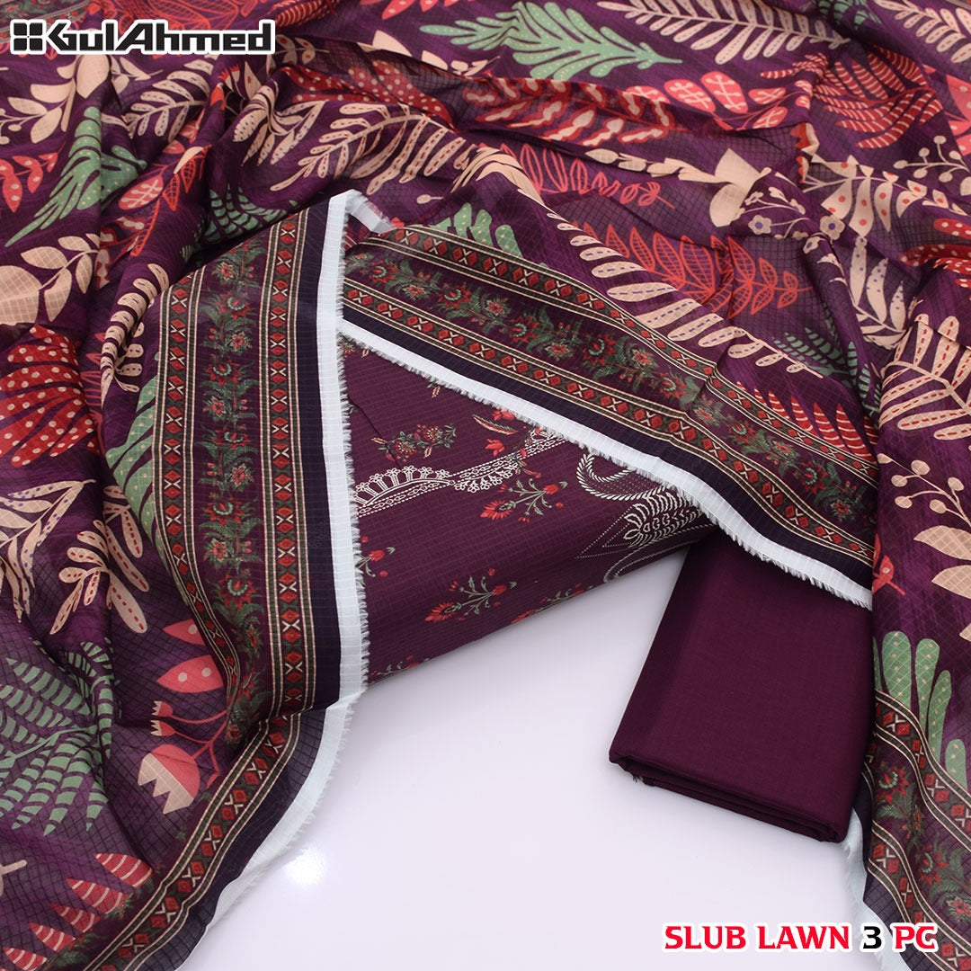 Premium print Lawn Fabric 3pc - Lawn Dupatta d- 6085