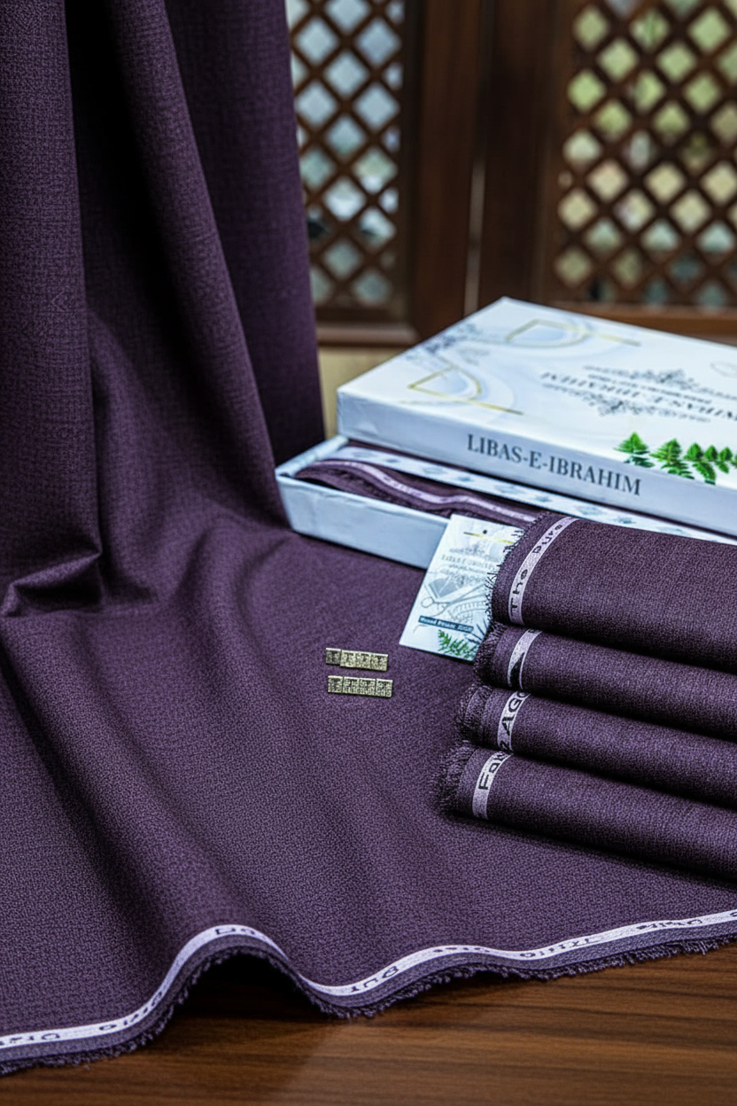 Libas-e-Ibrahim Premium Men's Unstitched Suit in Elegant Setting