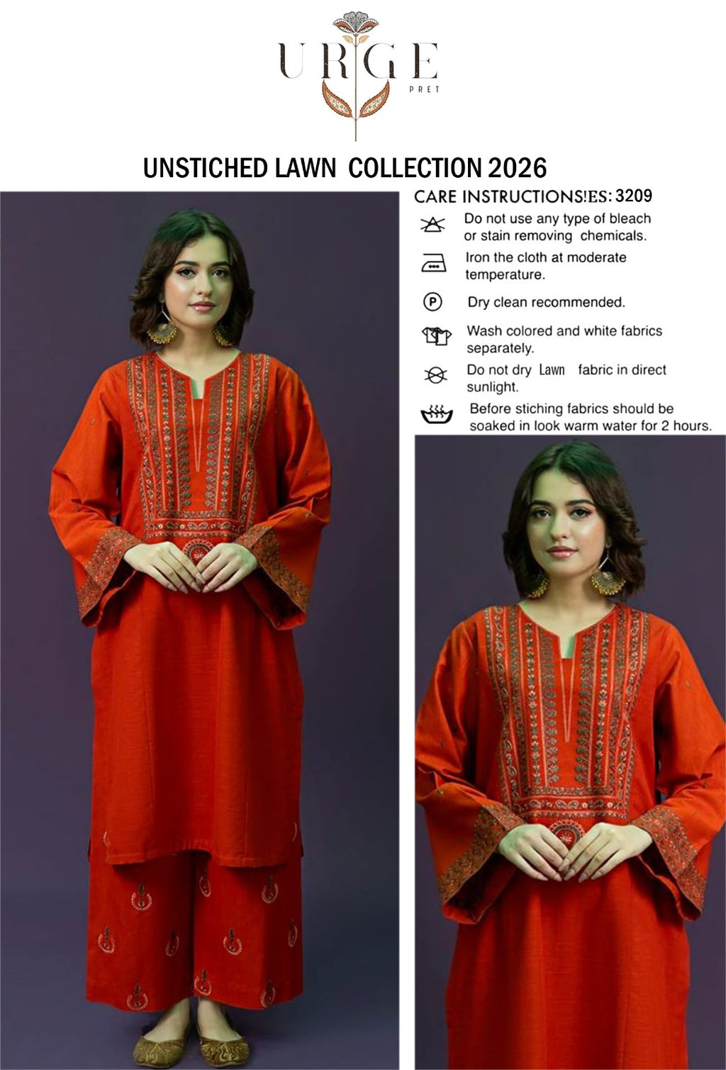 LAWN EMBROIDERED 2pc d 1593