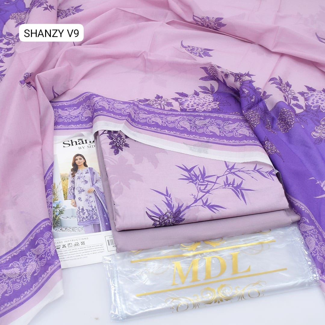 Premium print Lawn Fabric 3pc - Lawn Dupatta d- 6103