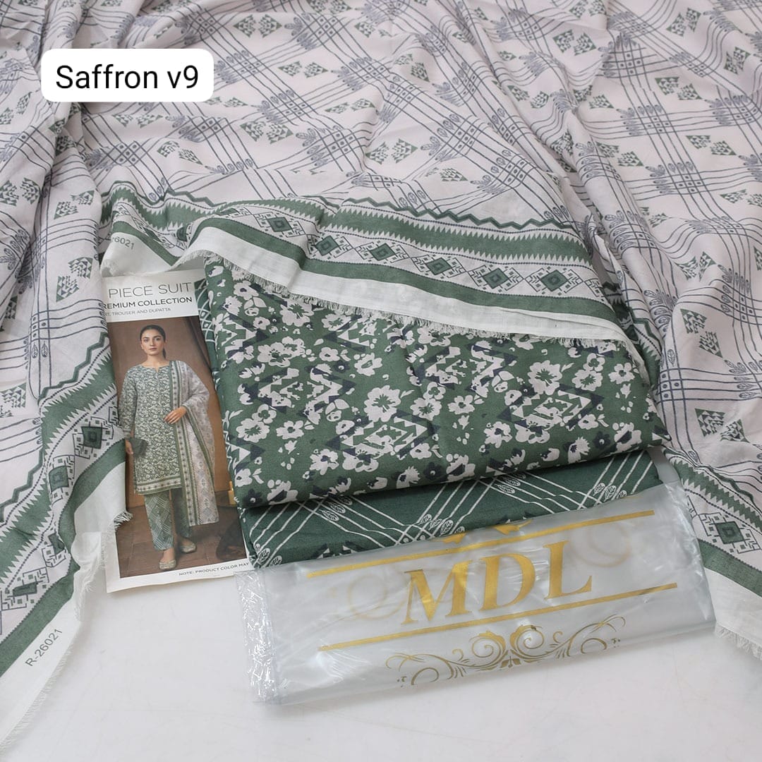 Premium print Lawn Fabric 3pc - Lawn Dupatta d- 6104