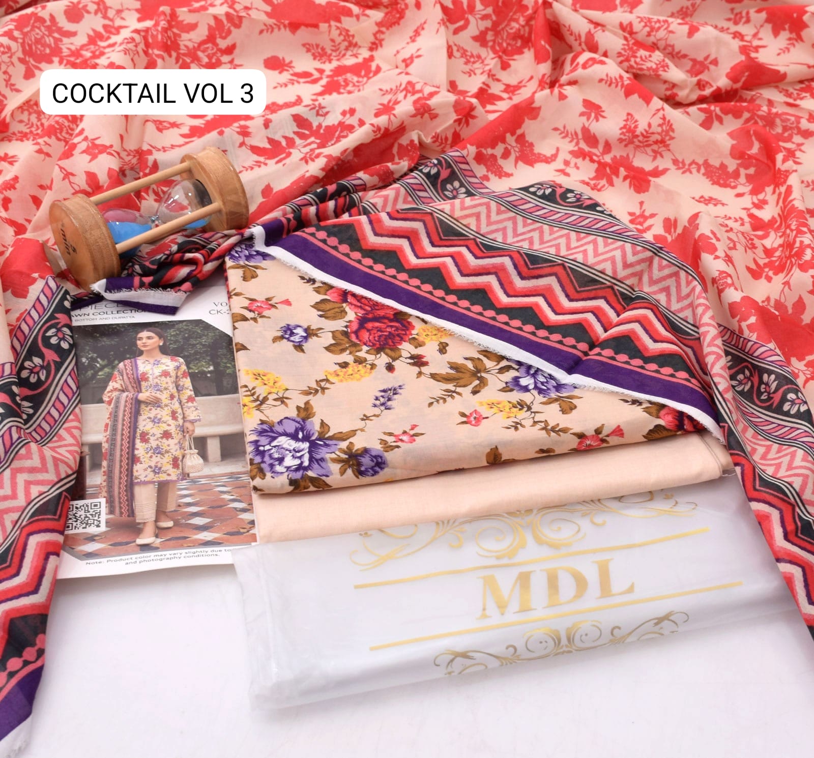 Premium print Lawn Fabric 3pc - Lawn Dupatta d- 6105