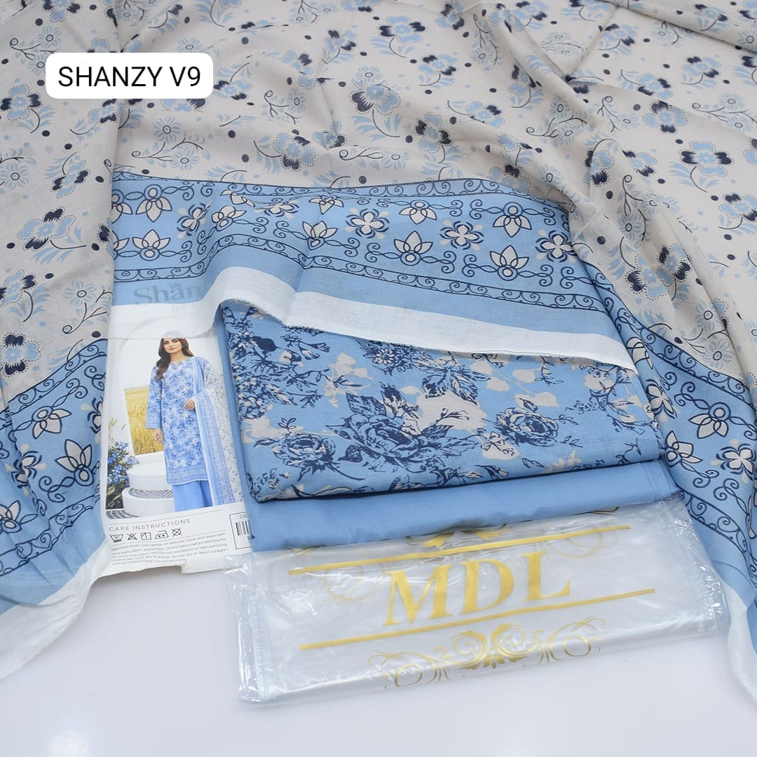 Premium print Lawn Fabric 3pc - Lawn Dupatta d- 6106