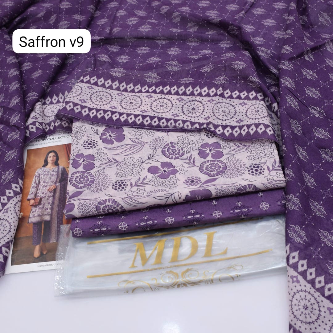 Premium print Lawn Fabric 3pc - Lawn Dupatta d- 6109