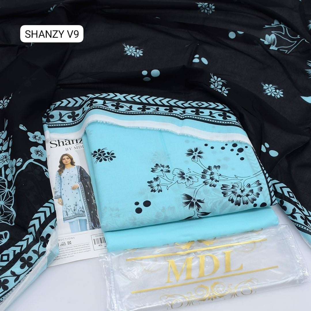 Premium print Lawn Fabric 3pc - Lawn Dupatta d- 6112