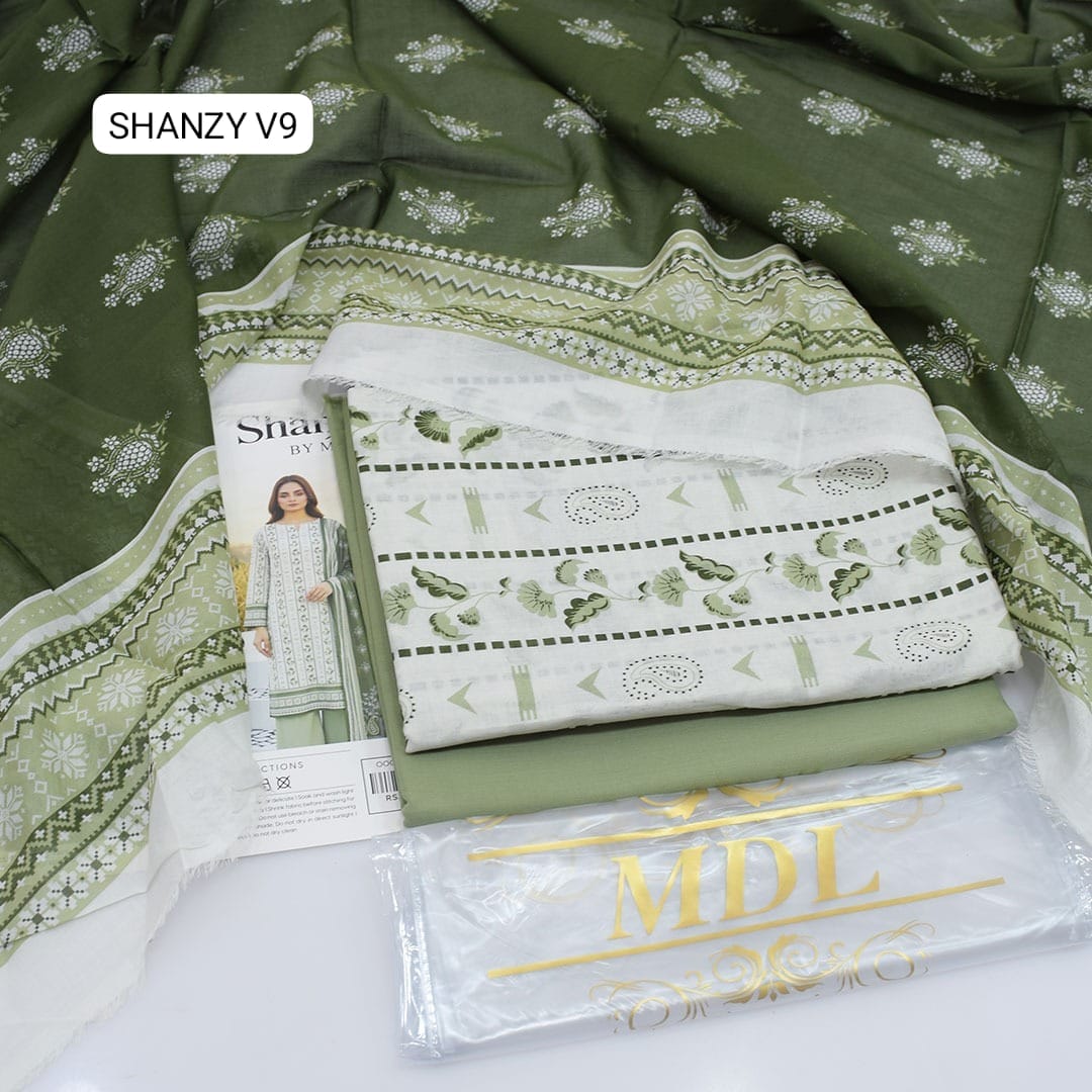Premium print Lawn Fabric 3pc - Lawn Dupatta d- 6113