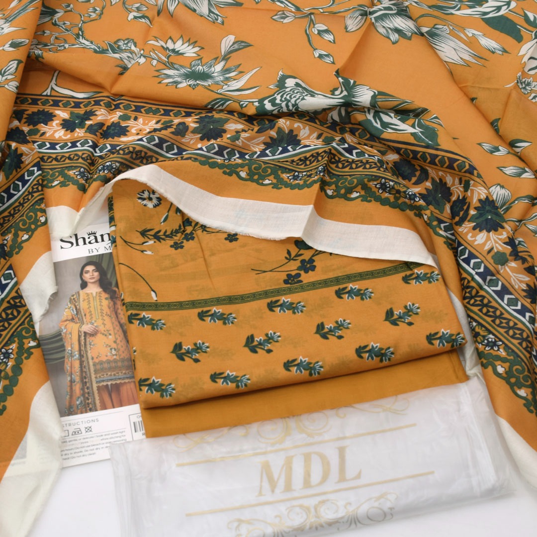 Premium print Lawn Fabric 3pc - Lawn Dupatta d- 6115