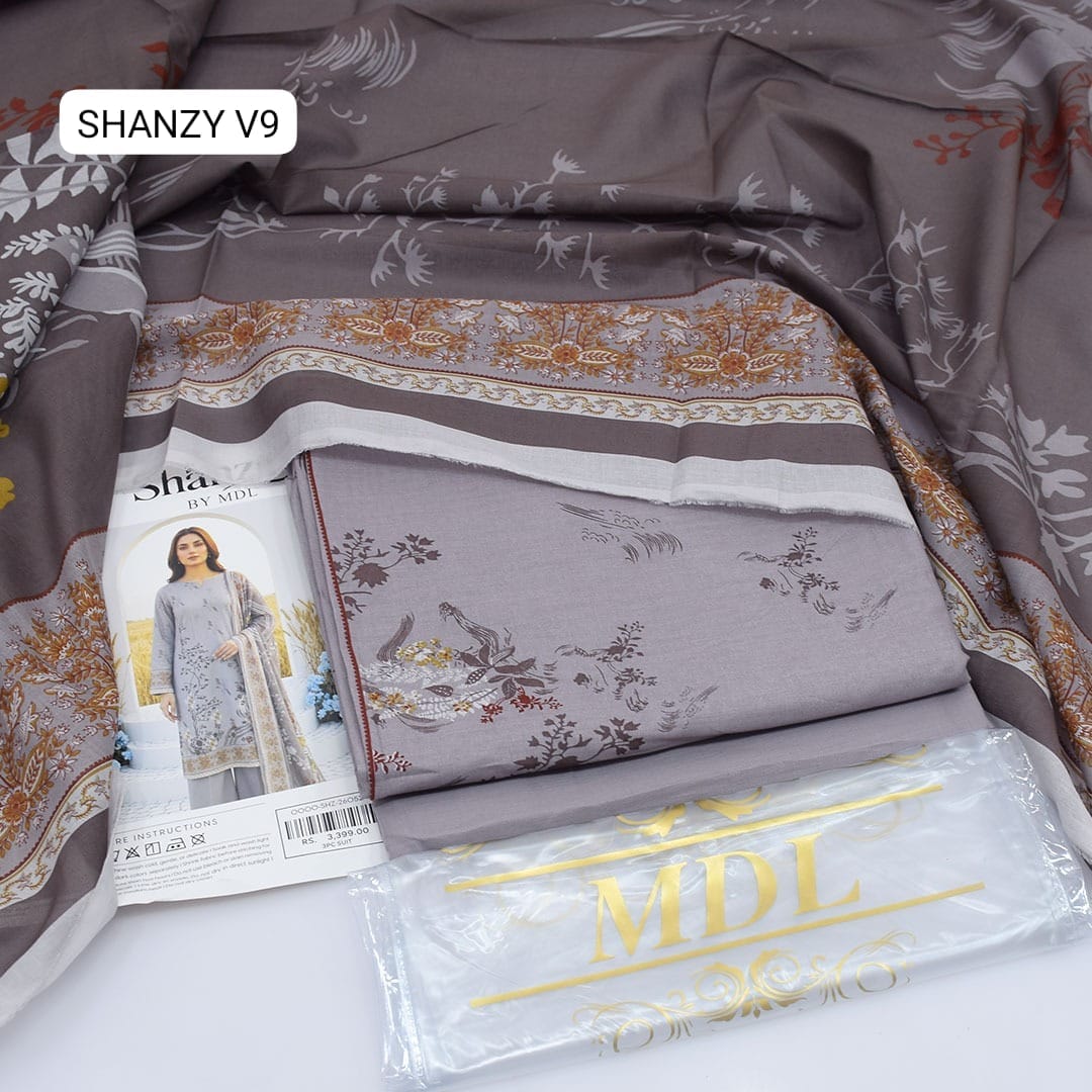 Premium print Lawn Fabric 3pc - Lawn Dupatta d- 6119