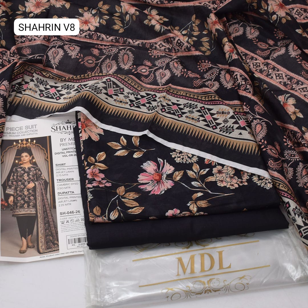 Premium print Lawn Fabric 3pc - Lawn Dupatta d- 6122