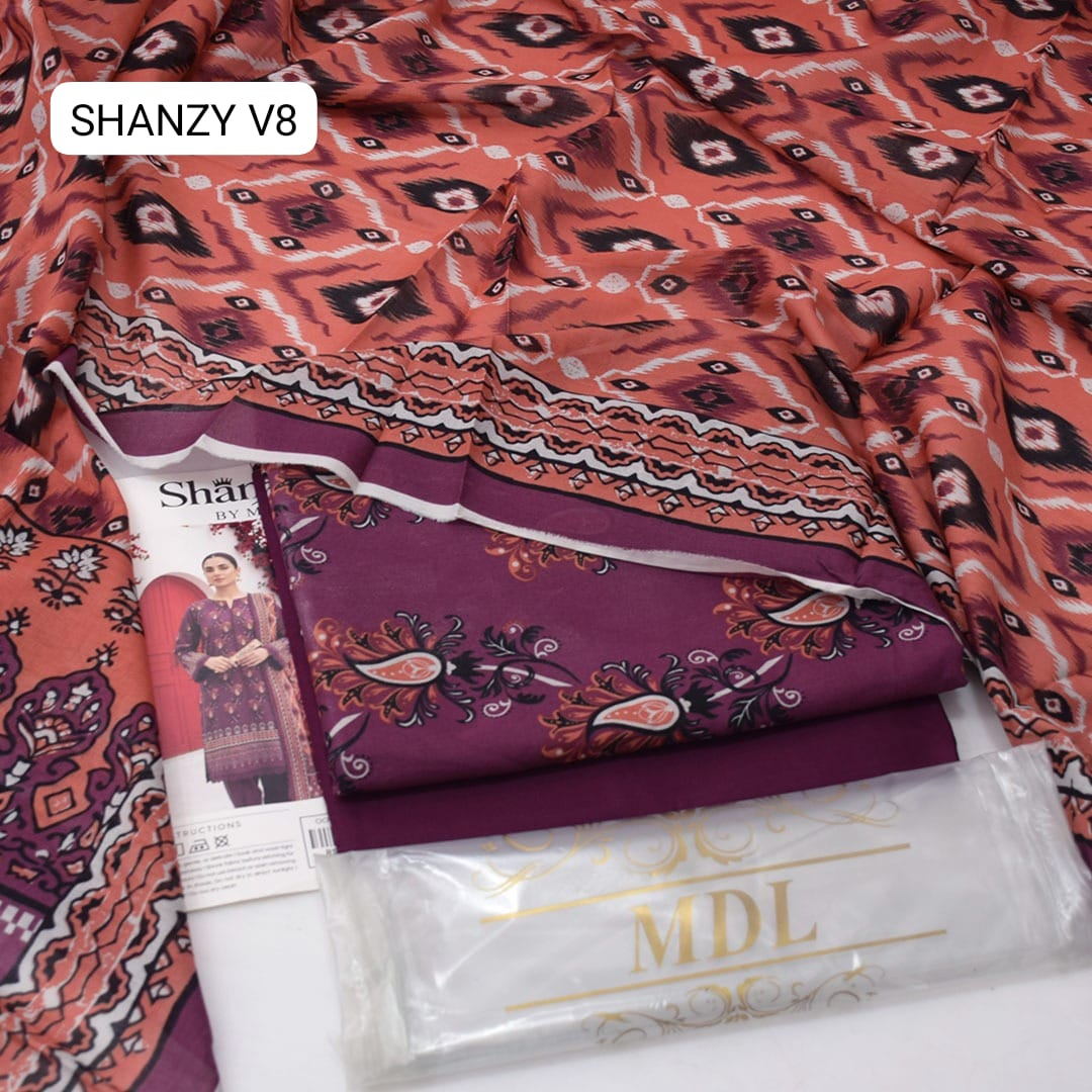 Premium print Lawn Fabric 3pc - Lawn Dupatta d- 6123