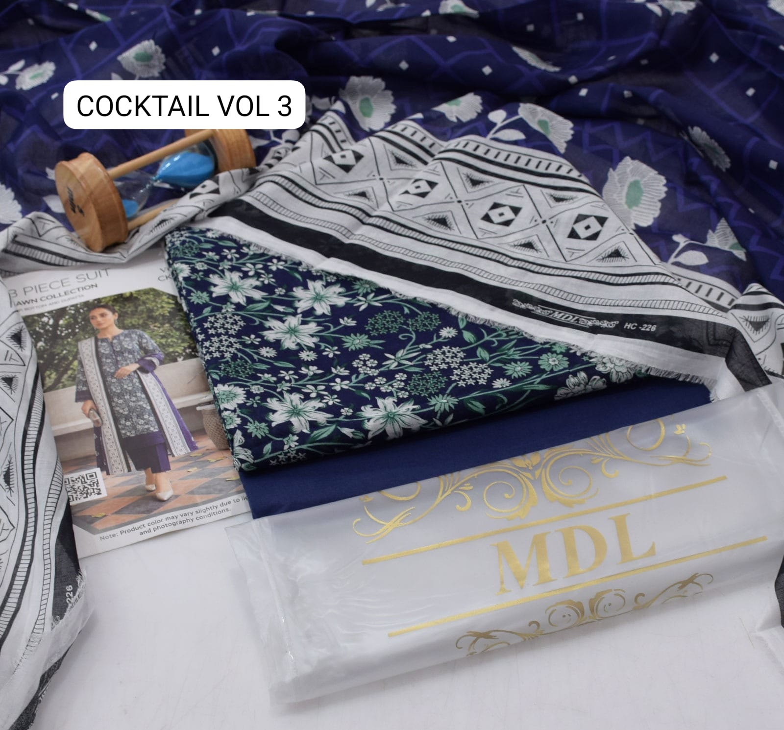 Premium print Lawn Fabric 3pc - Lawn Dupatta d- 6126