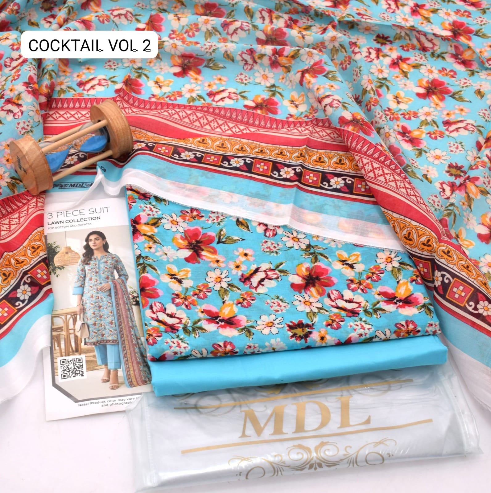 Premium print Lawn Fabric 3pc - Lawn Dupatta d- 6130