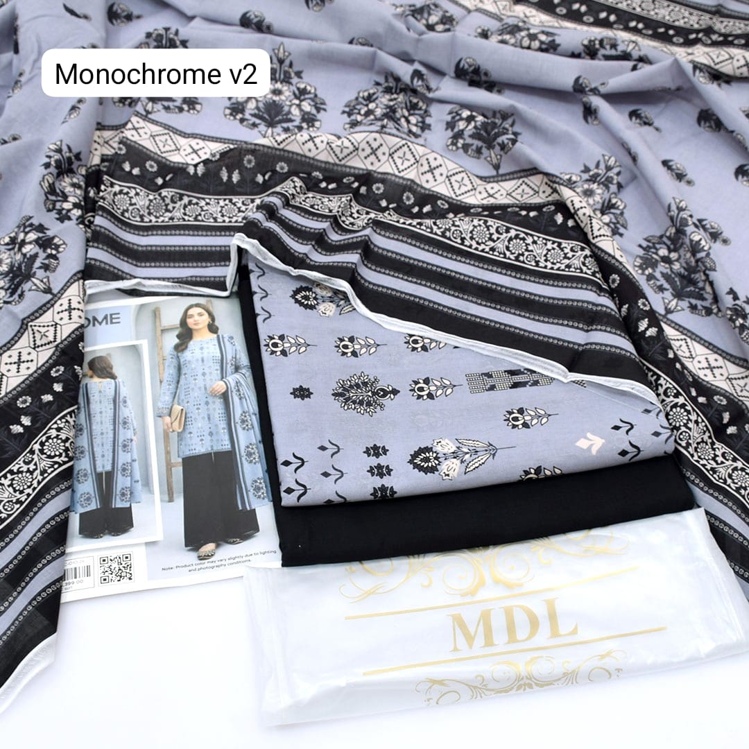 Premium print Lawn Fabric 3pc - Lawn Dupatta d- 6097