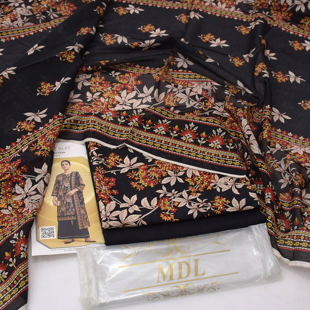 Premium print Lawn Fabric 3pc - Lawn Dupatta d- 6133