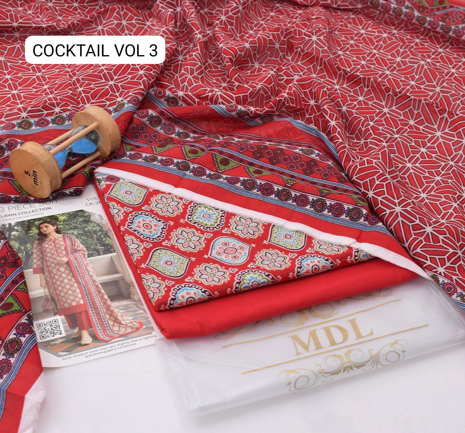 Premium print Lawn Fabric 3pc - Lawn Dupatta d- 6134