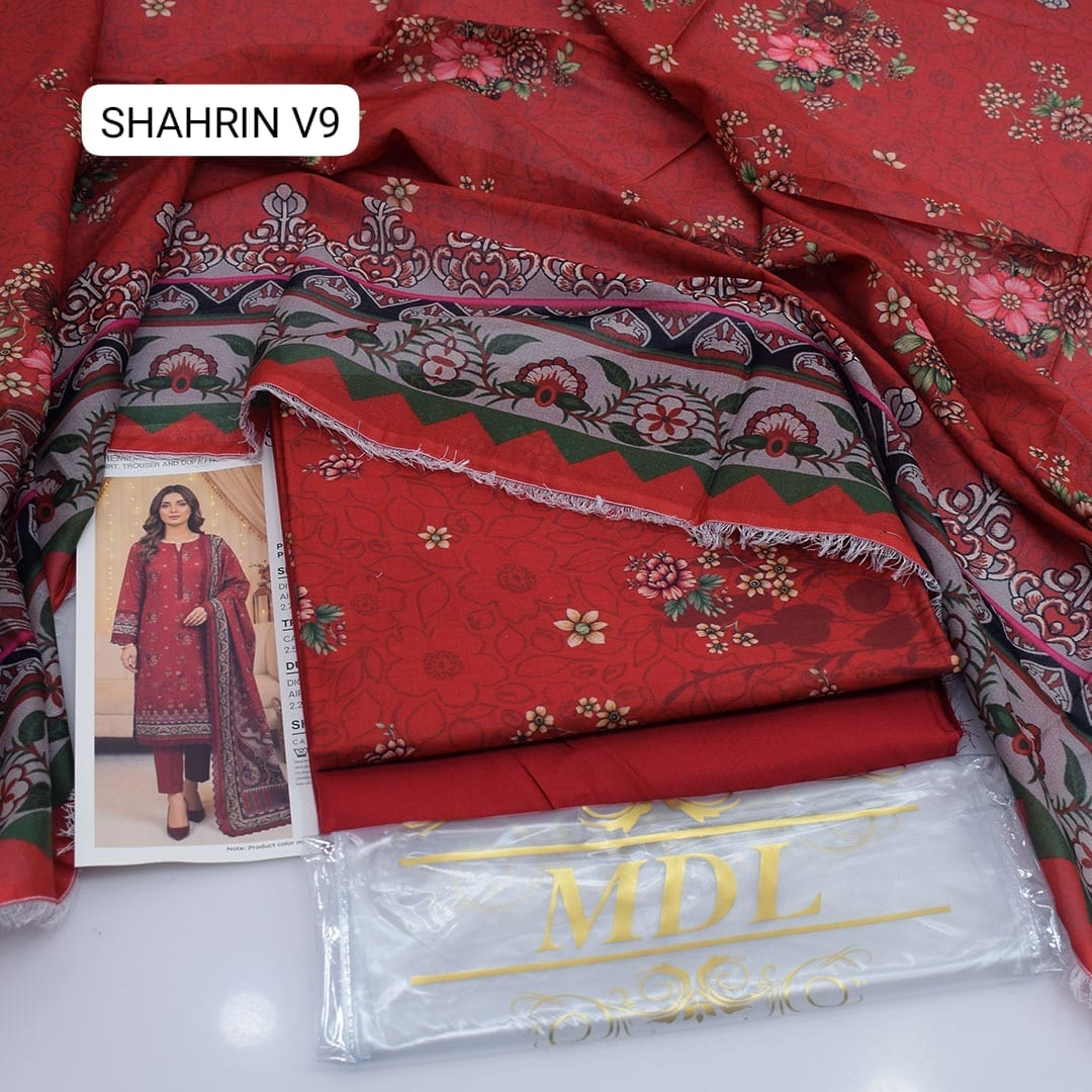 Premium print Lawn Fabric 3pc - Lawn Dupatta d- 6135