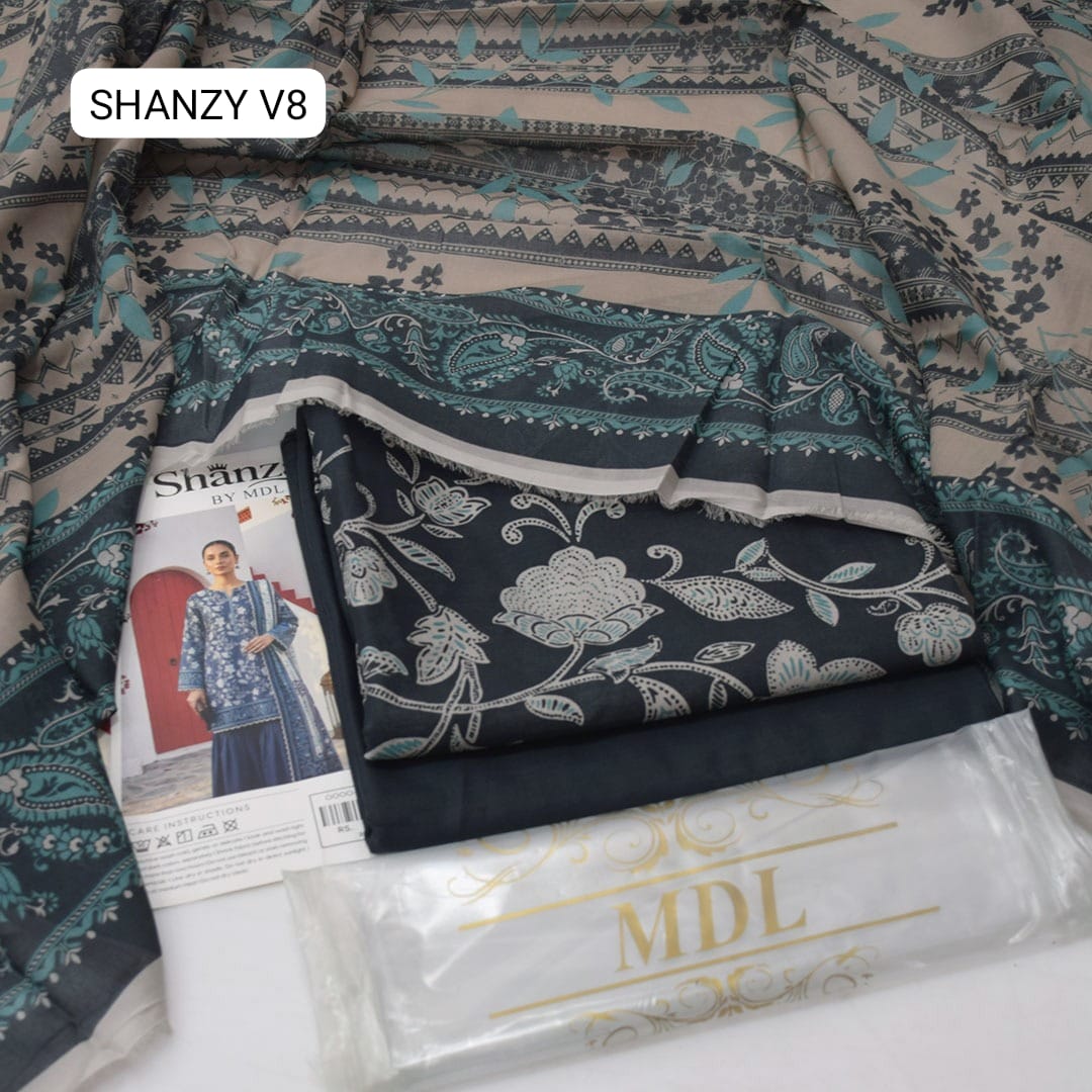 Premium print Lawn Fabric 3pc - Lawn Dupatta d- 6138