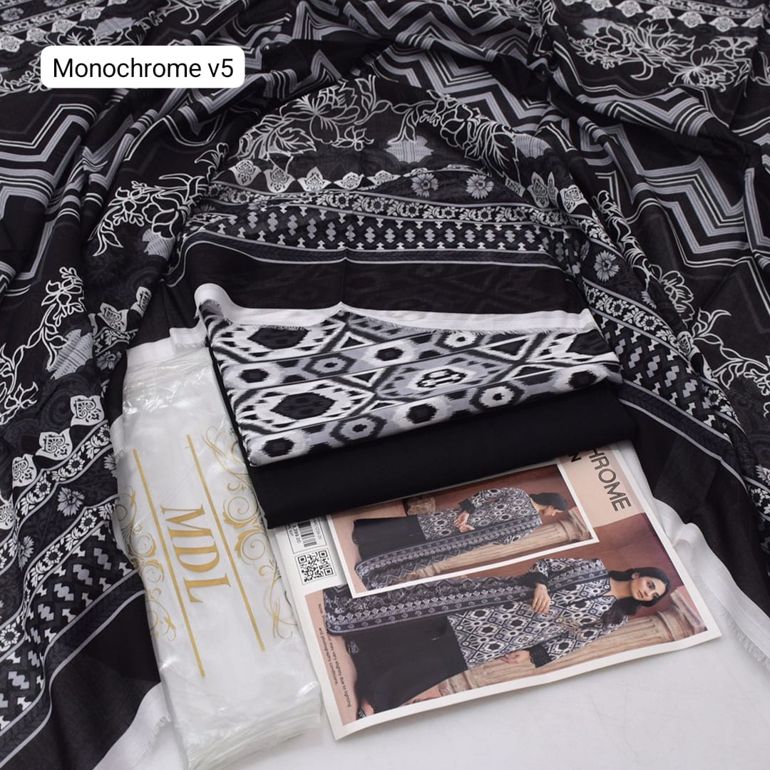 Premium print Lawn Fabric 3pc - Lawn Dupatta d- 6098