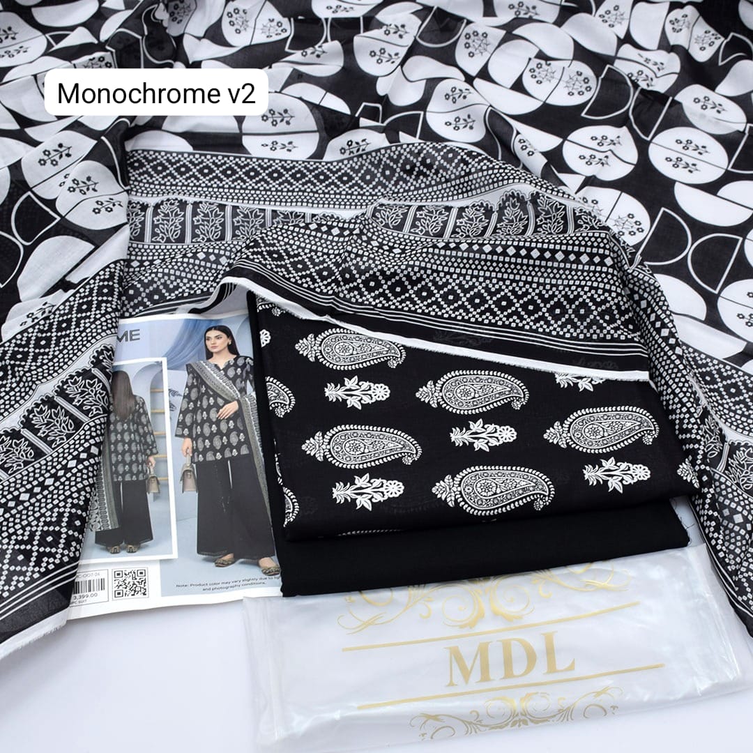 Premium print Lawn Fabric 3pc - Lawn Dupatta d- 6099