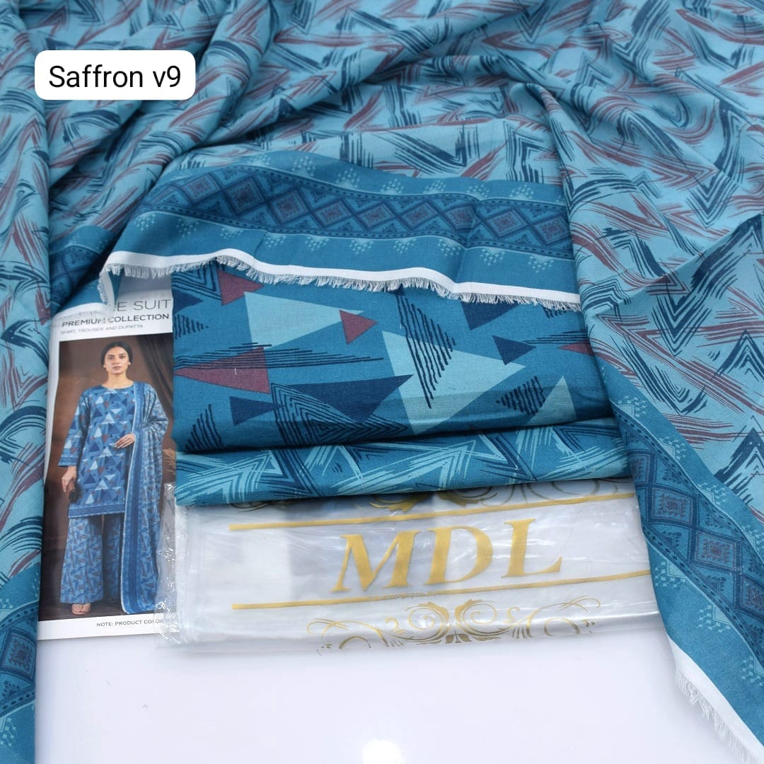 Premium print Lawn Fabric 3pc - Lawn Dupatta d- 6100