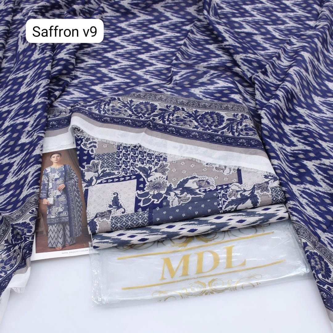 Premium print Lawn Fabric 3pc - Lawn Dupatta d- 6101