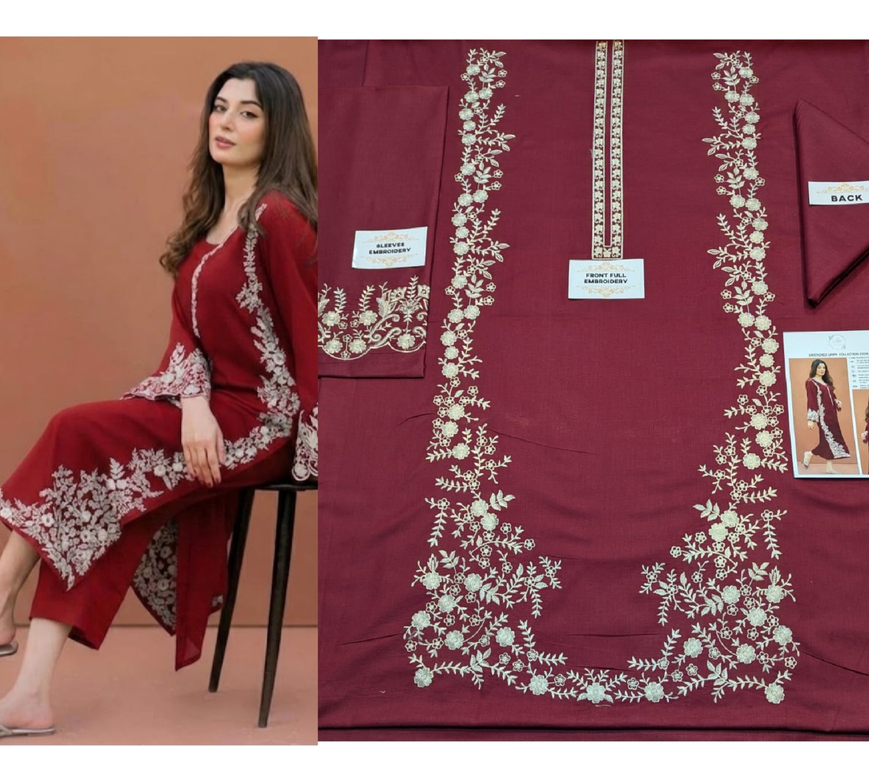 Lawn embroidery 2pc unstitch - d1509