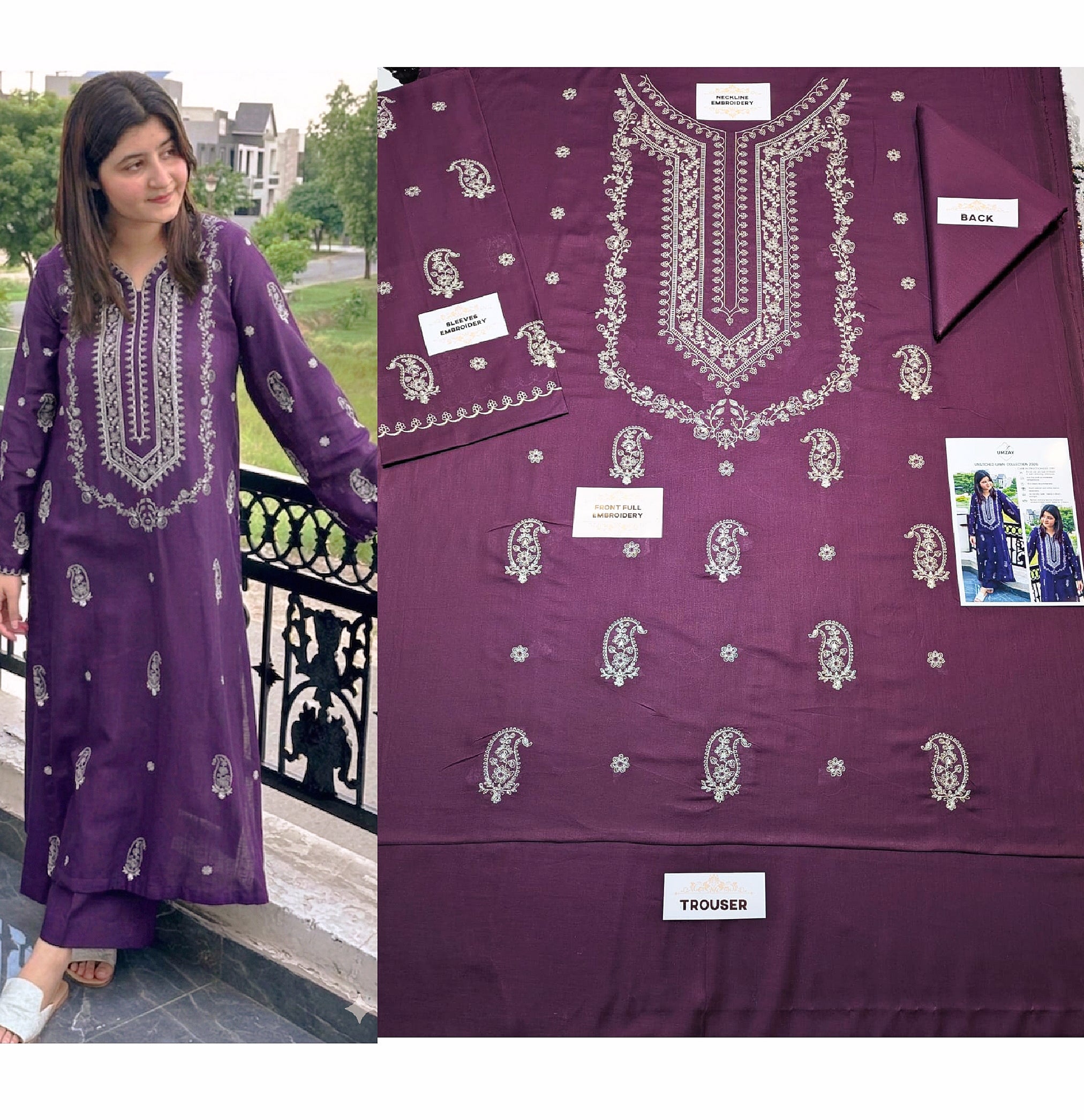 Lawn embroidery 2pc unstitch - d1505