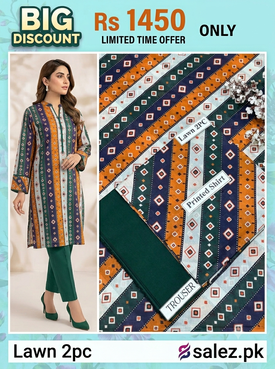 Lawn print 2pc unstitch - d1564