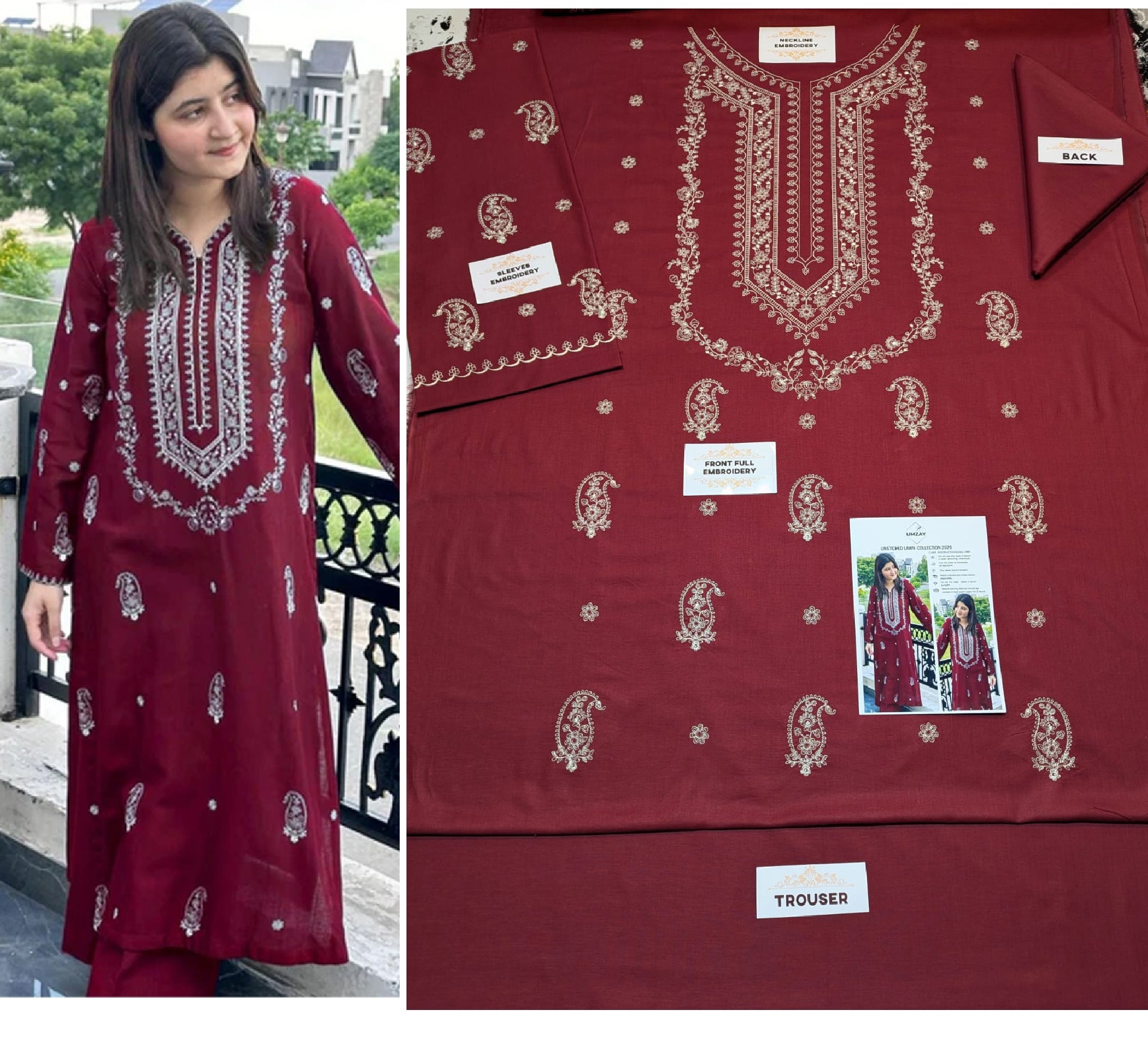 Lawn embroidery 2pc unstitch - d1507