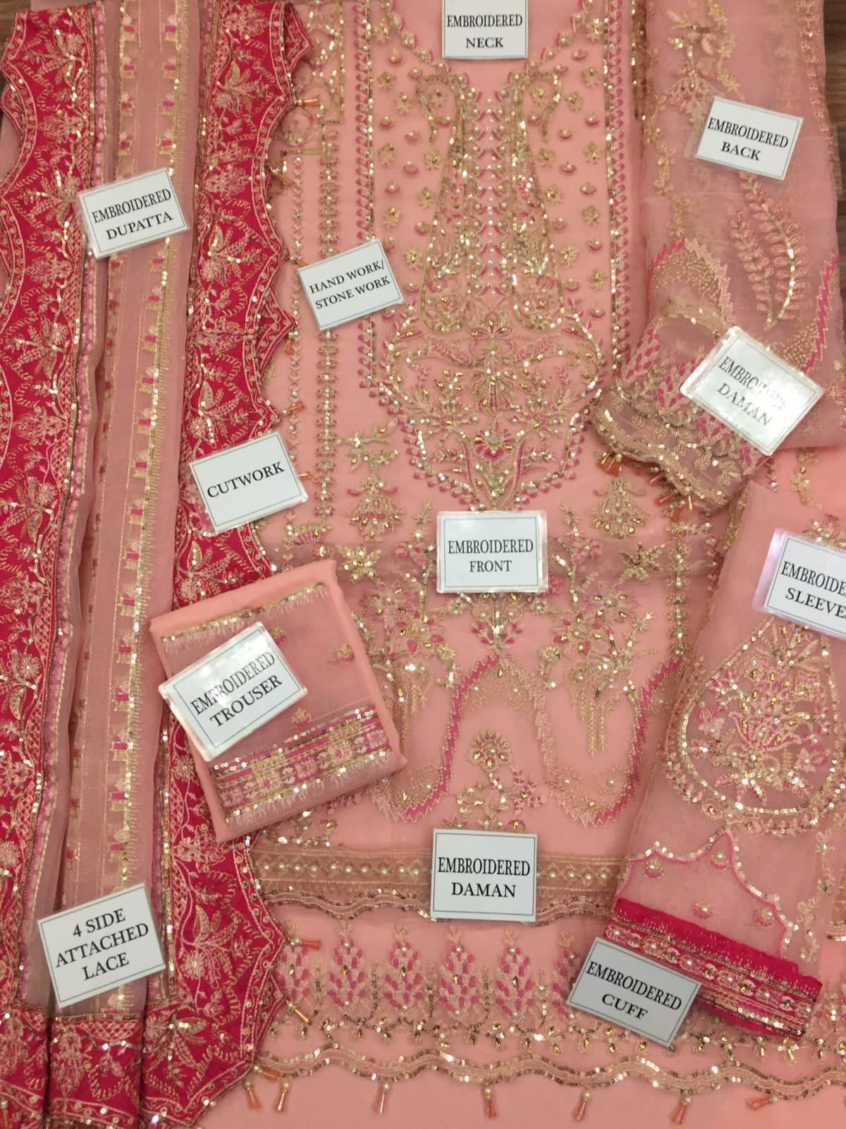 Afrozeh organza unstitch 3pc D1824