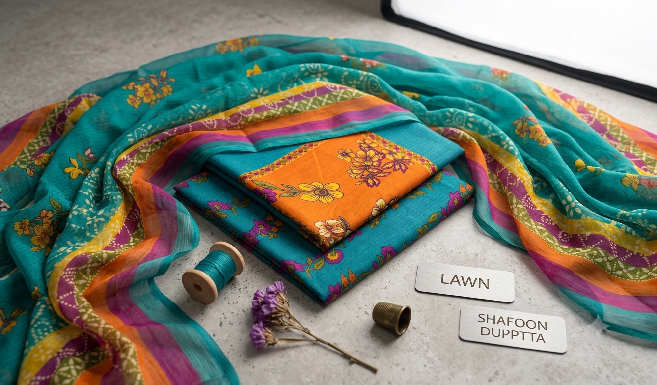 Lawn print 3pc unstitch - d1536
