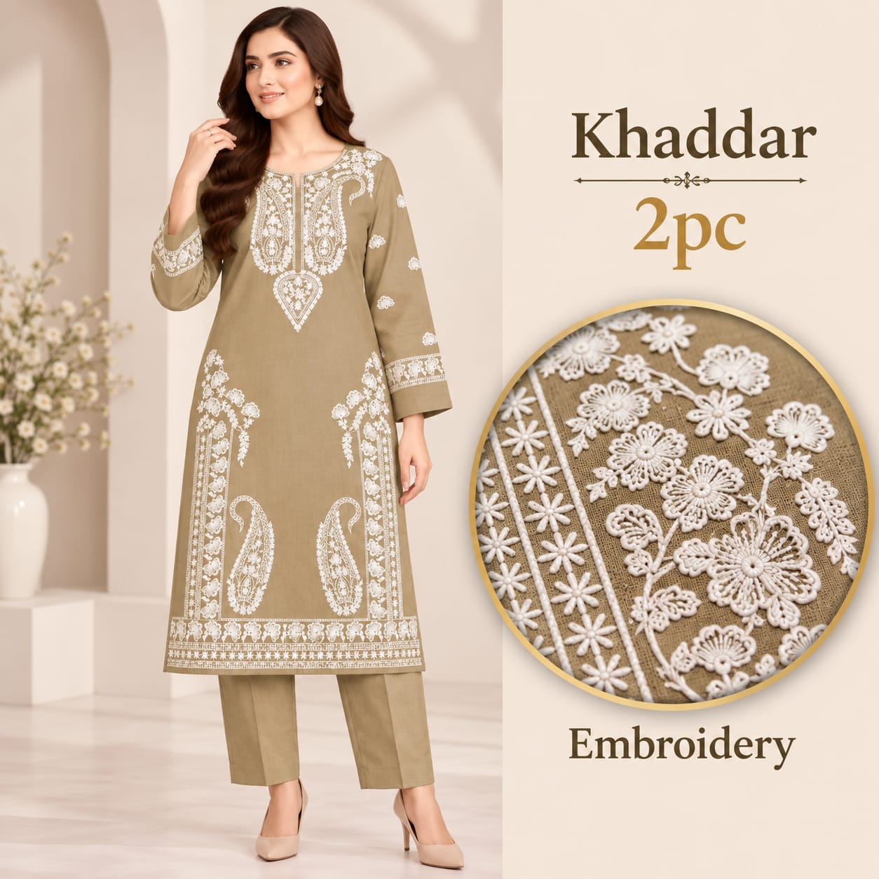 Premium khaddar 2pc embroidery | unstitch | Winter