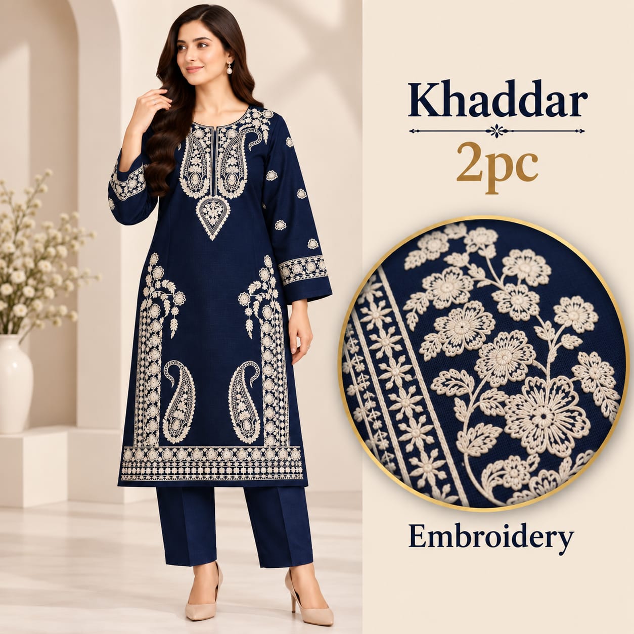 Premium khaddar 2pc embroidery | unstitch | Winter