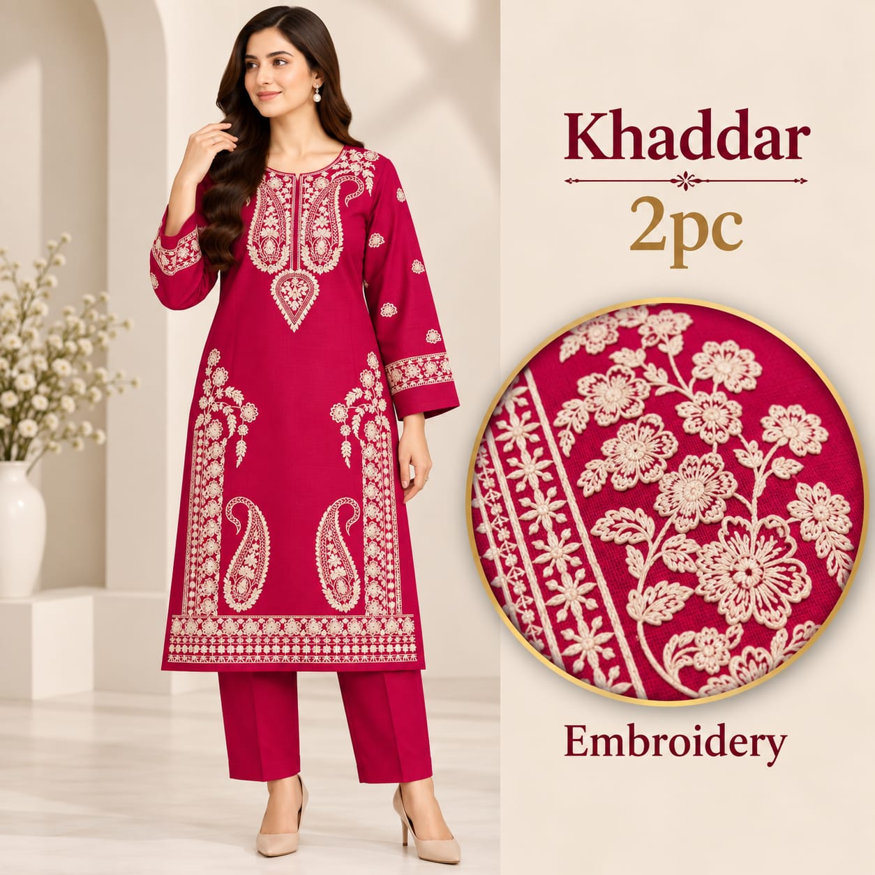 Premium khaddar 2pc embroidery | unstitch | Winter