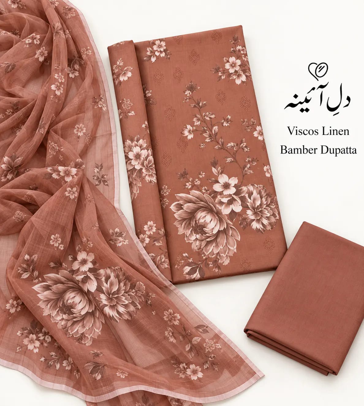 Original Dil-e-Aiyna دل آئینہ Brand | Fabric Viscos Linen with Bamber Dupatta | Unstitch thumbnail 2