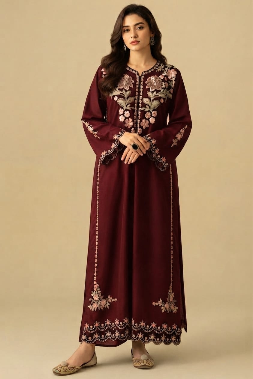 👑 Premium Dhanak 2-Piece Winter Designer Dress for Women