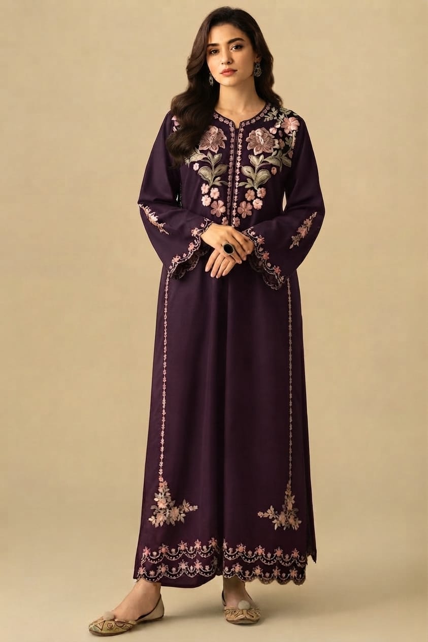 👑 Premium Dhanak 2-Piece Winter Designer Dress for Women