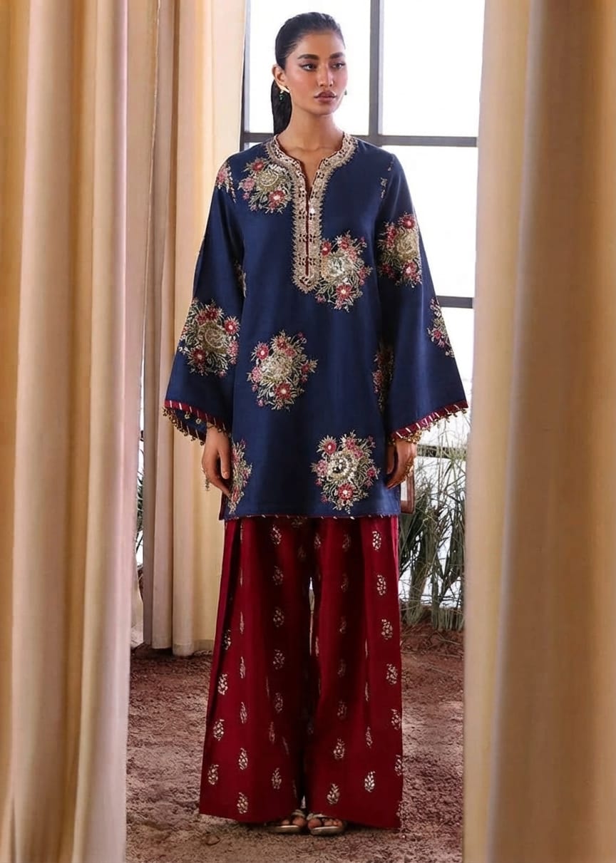 👑 Premium Dhanak 2-Piece Winter Designer Dress for Women