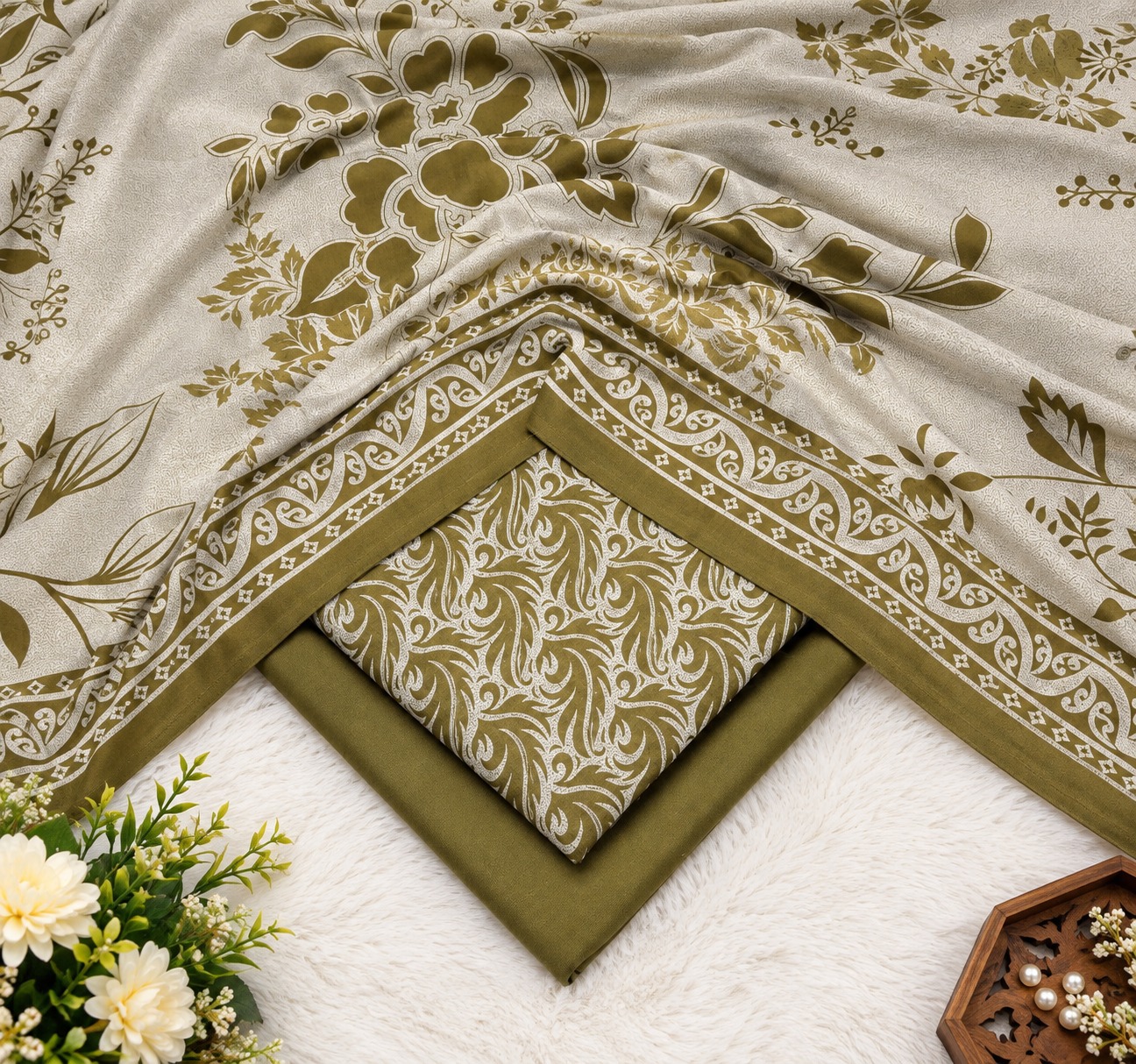 Premium Dhanak 3pc Digtial Print