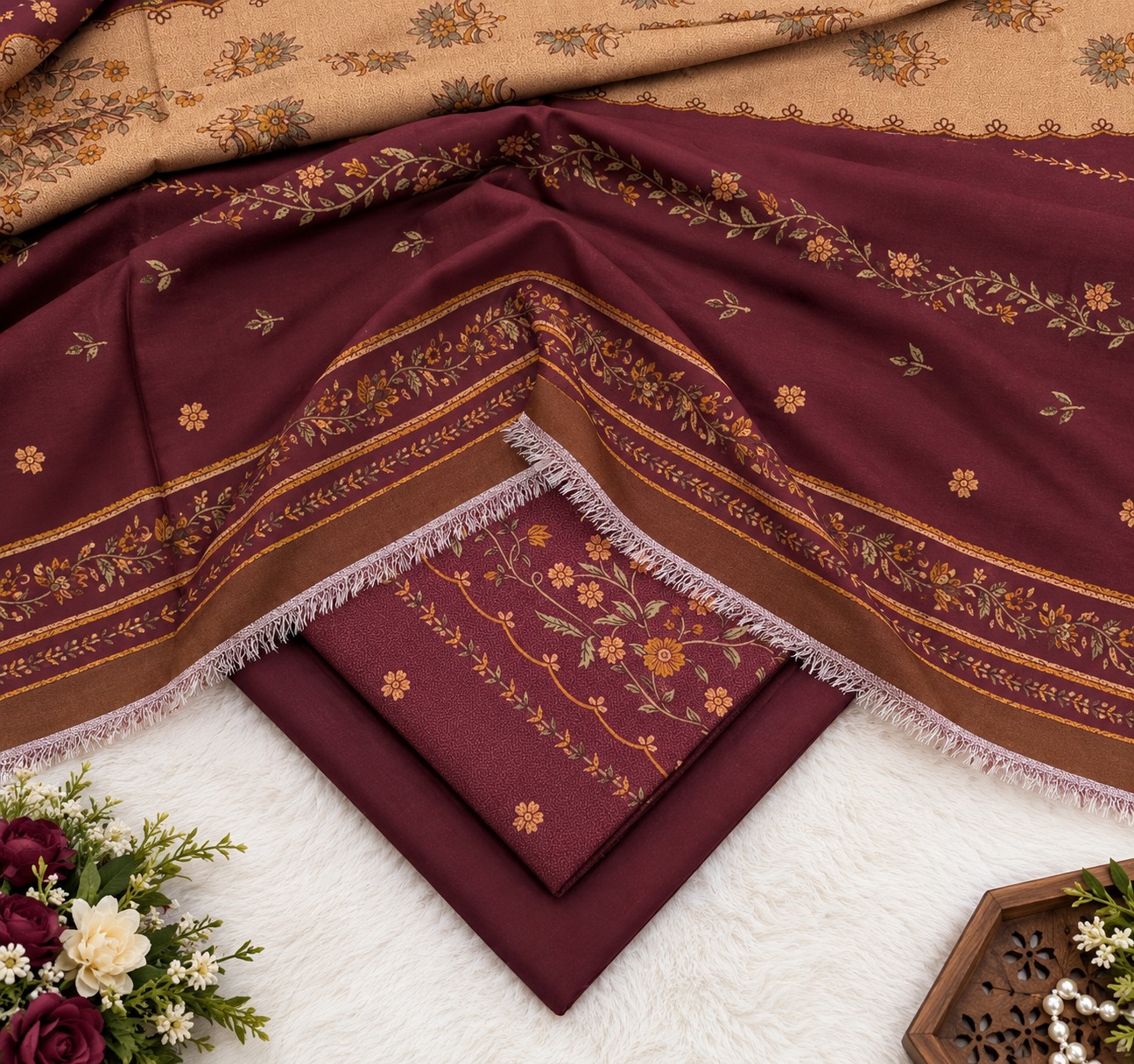 Premium Dhanak 3pc Digtial Print