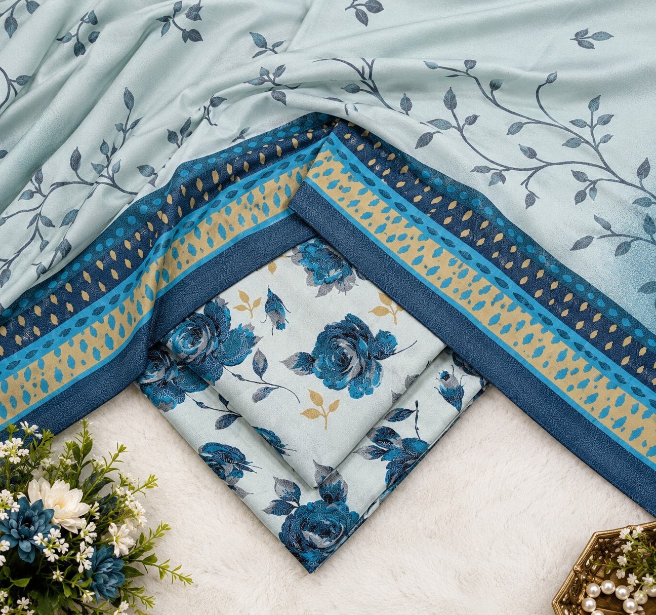 Premium Dhanak 3pc Digtial Print