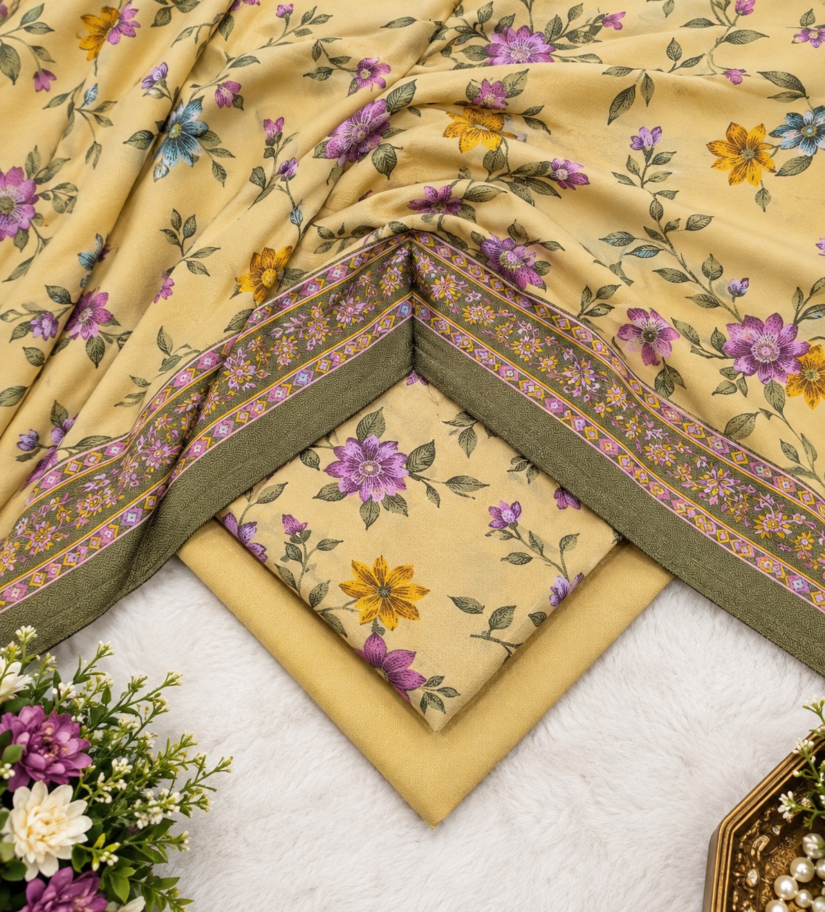 Premium Dhanak 3pc Digtial Print