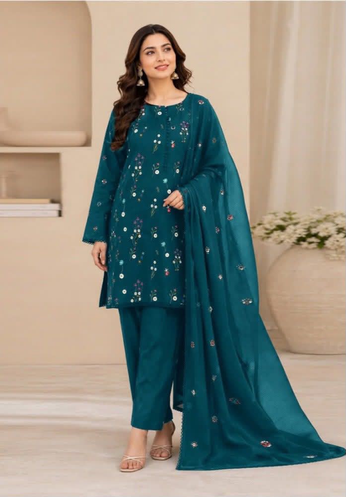Fabric Premium Dhanak Embroidery 3pc | Unstitch