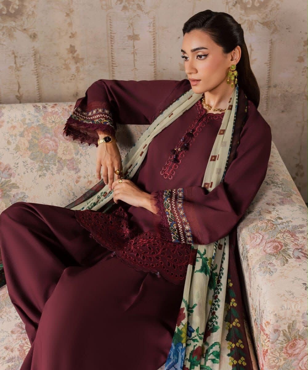 Fabric Premium Dhanak Embroidery 3pc | Unstitch