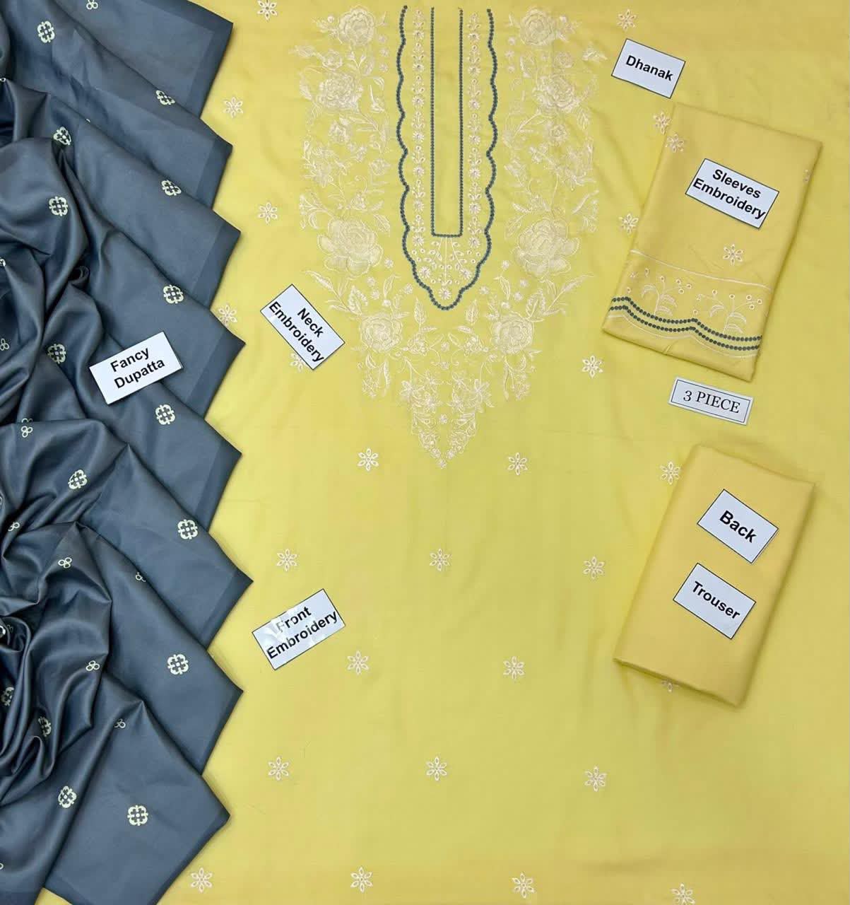 Fabric Premium Dhanak Embroidery 3pc | Unstitch thumbnail 2