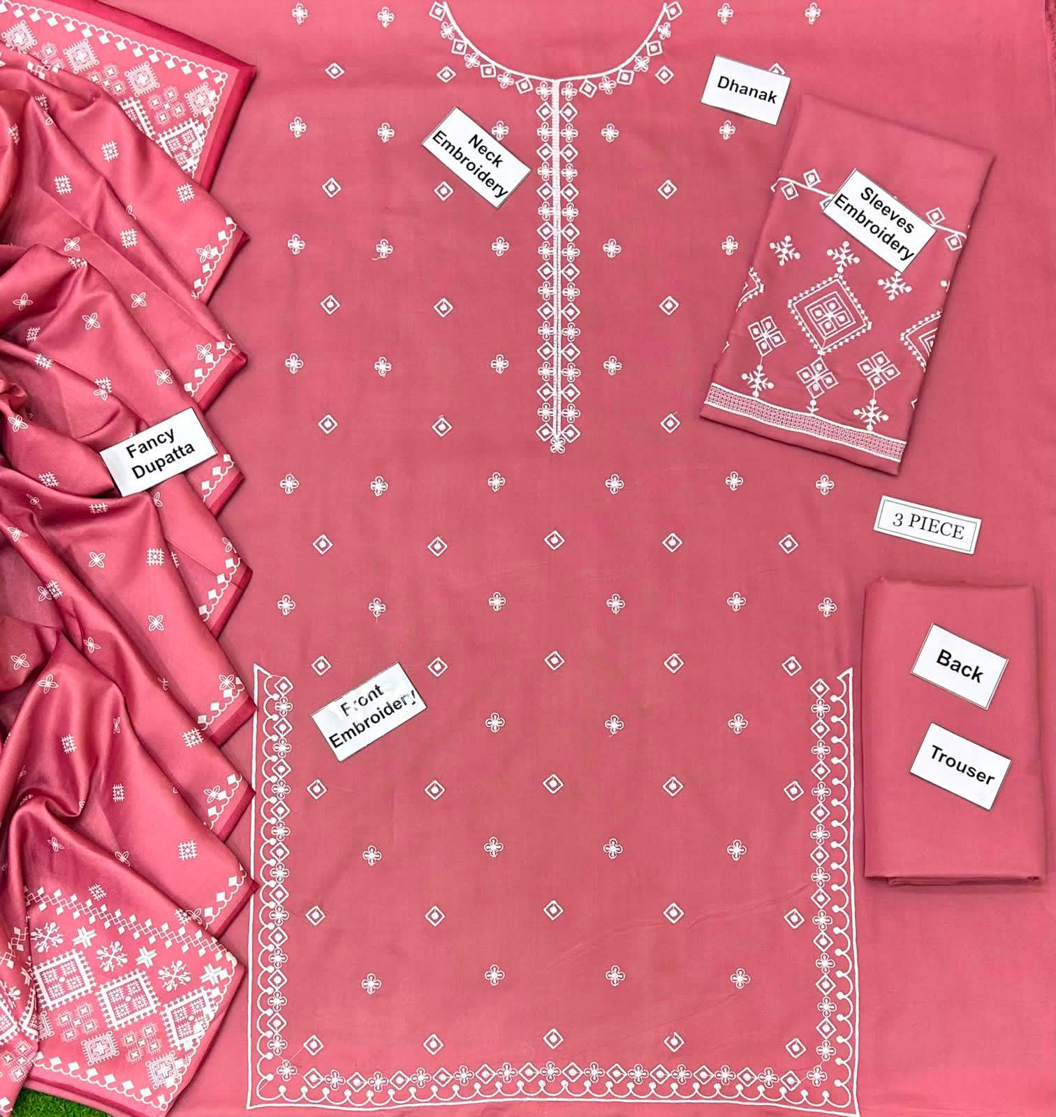 Fabric Premium Dhanak Embroidery 3pc | Unstitch thumbnail 2