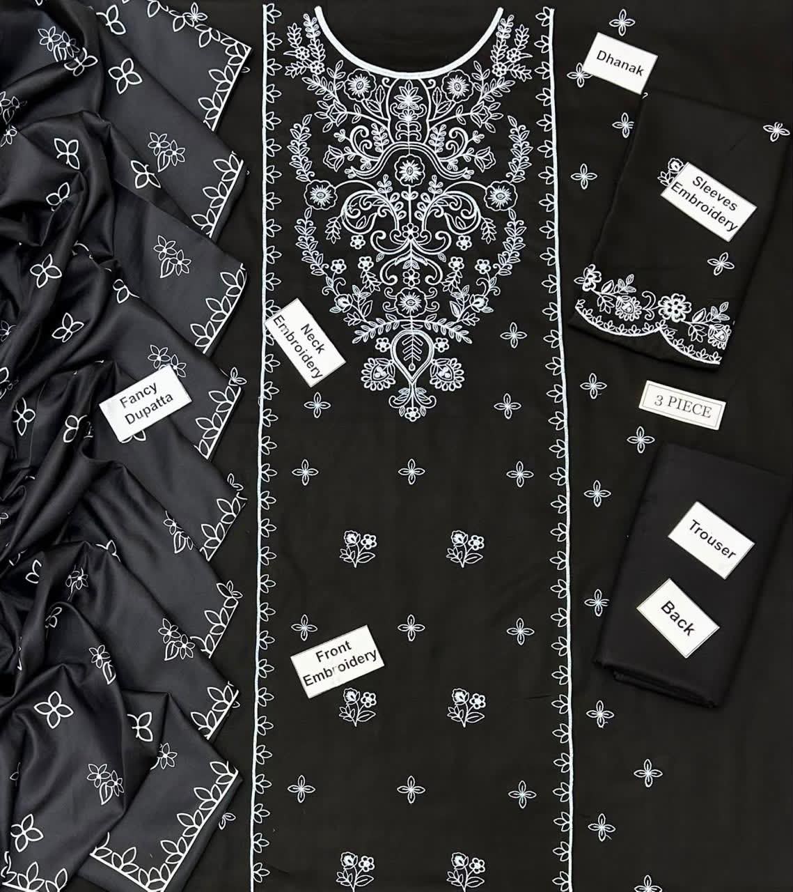 Fabric Premium Dhanak Embroidery 3pc | Unstitch thumbnail 2